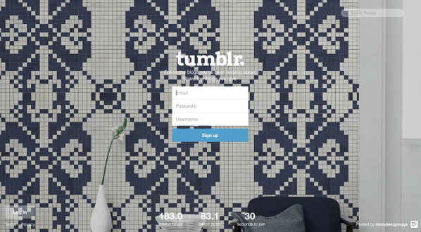 missdesignsays's tweet image. Thank you @tumblr for the best Friday morning ever! Featured on your signup page! Proud! #tumblrblog #designblog