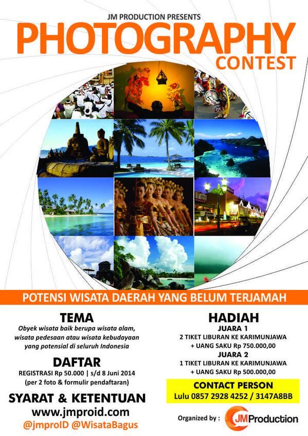 SeeJogja's tweet photo. #jogja @jmproID: sd 8/6/14 Batas dftr Lomba Fotografi di JM Photography Contest | 50K 085729284252 http://t.co/IkCyTQcF0a
