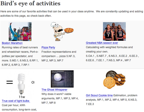 Yummymath's tweet photo. Over 150 free real life math activities all in one place http://t.co/cfMi5P1a0V Updated each week &amp; aligned to CCSS. http://t.co/m8bRycnNsh