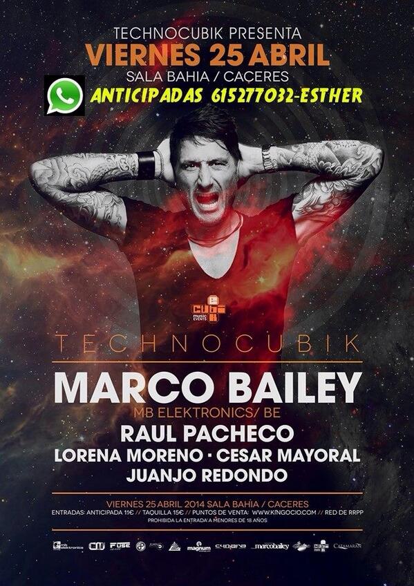 Lunilunitta's tweet photo. ÚLTIMAS HORAS‼️ANTICIPADAS💥MARCO BAILEY💥📞615277032 @CubikEvents @Fuse_Bahia @caceresdefiesta @salabahia HOY SE LIA‼️ http://t.co/4iR6kbrsF7