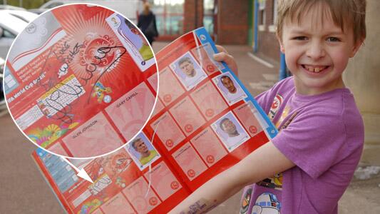 AlderHey's tweet photo. If you missed it, @themichaelowen met Luke, one of our cardiac patients and made his day by signing his sticker book http://t.co/SzlzFDrgRk