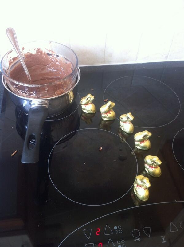 ryan_nic's tweet photo. Brave Lindt Bunny soldiers marching off to certain death...#byebyeeaster http://t.co/YD59lHOTiT