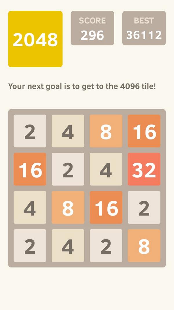 tjhendy11's tweet photo. I scored 296 points at 2048, a game where you join numbers to score high! @2048_game https://t.co/AMnBhz83hy http://t.co/ihkRz6l7Lv