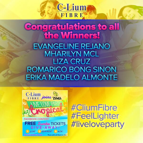 CliumFibre's tweet photo. Congratulations Winners! Please send our FB page a PM to send you the instructions on how to claim your prize. http://t.co/Ukp6ONqO87