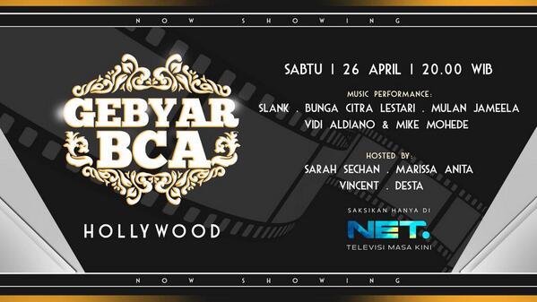 Jgn terlewat!! Malam ini SLANK bakal perform di #GebyarBCA mulai pkl 20:00 WIB di Net Tv | Sebarin guys!!