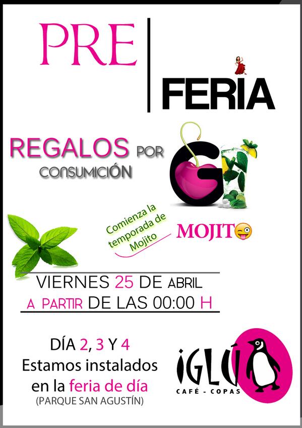 Iglucopas's tweet photo. PRE-FERIA Abril 2014 Esta noche regalos por copas. Día 2,3 y 4 IGLÚ café copas estará instalado en la feria de día. http://t.co/4rF4zHIFrW