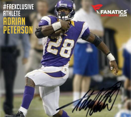 FansAuthentic's tweet photo. #Vikings @AdrianPeterson is a #FAexclusive athlete. Proud to have AP on our team! #AllDay  http://t.co/jMHDO8d9rE http://t.co/RRFp59AN5T