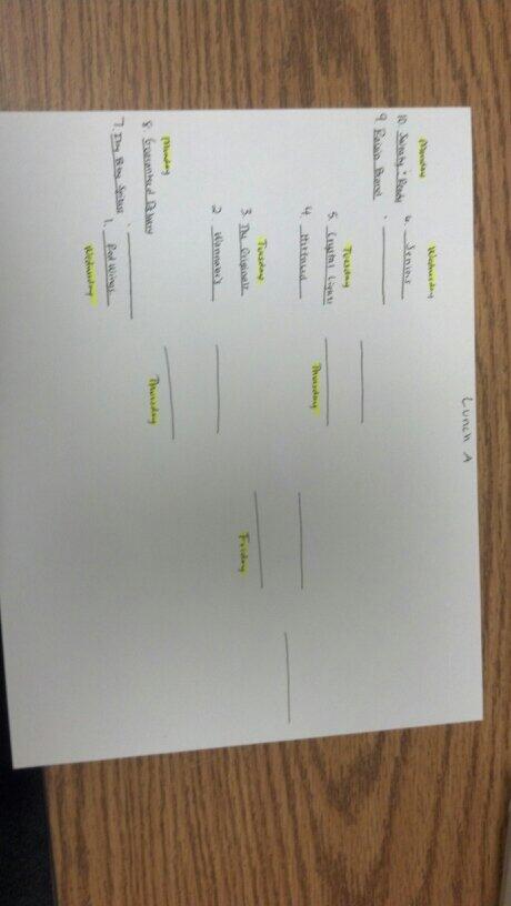 Lunch A volleyball bracket, first game is Monday