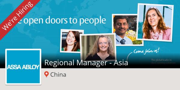 ASSAABLOYAMERIC's tweet photo. We're hiring! Regional Manager - Asia in China http://t.co/5qczzSugJL #job http://t.co/DssnddY5Oz
