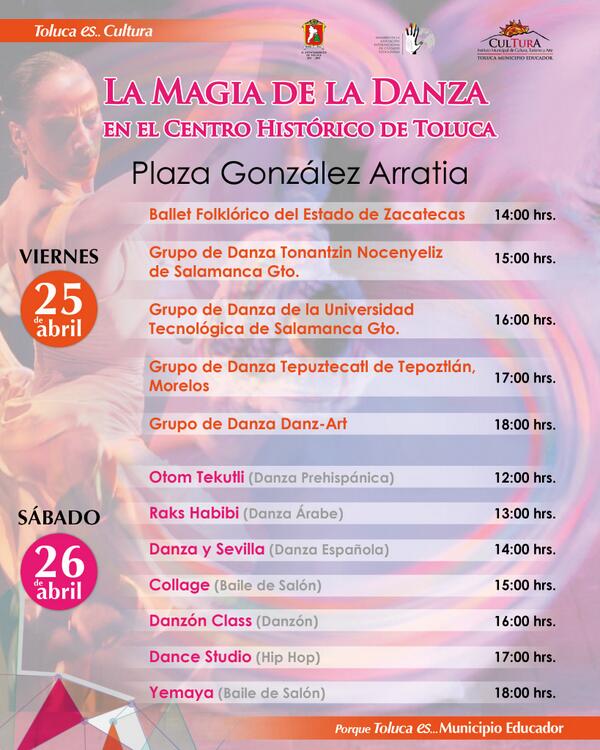 cultura_tol's tweet image. Hoy inicia "La Magia de la Danza en el Centro Histórico de Toluca", P. González A. a partir de las 14 h @Martha_Hilda