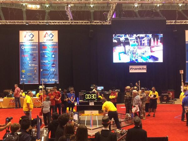 Anxiously awaiting our first match of the day! #omgrobots #omgftc <a href="/FIRSTweets/">FIRST</a> #FIRSTChamp #starkrobotics