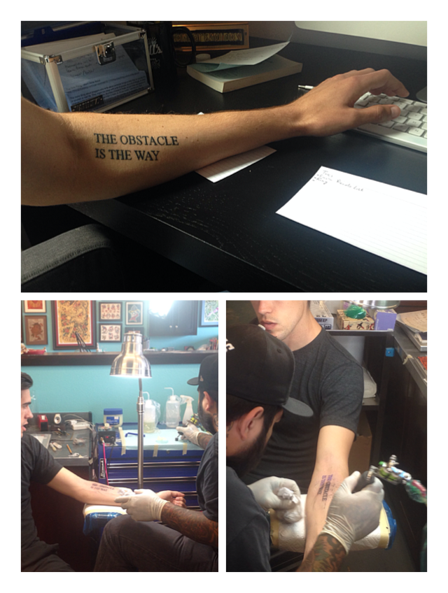 Portfolio Books on X: "This is #dedication--our author @RyanHoliday got a #tattoo of his book title, The Obstacle Is The Way #weareimpressed http://t.co/B1HJFAs9Fj" / X