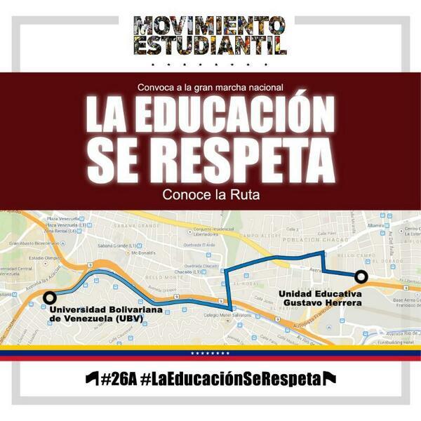 ¡Nadie puede prohibir que protestemos! Esta es la ruta de la Gran Marcha #LaEducacionSeRespeta  mañana #26A