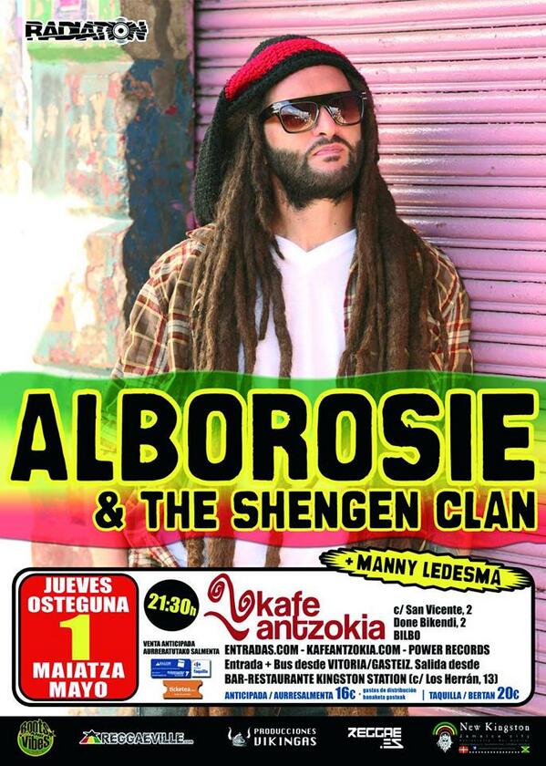 GrowLandiaOFI's tweet photo. Jueves #1Mayo: @Alborosie en @KafeAntzokia de #Bilbao. #RT para participar en el #sorteo de una entrada #GRATIS ! http://t.co/zmL4nlrcQU