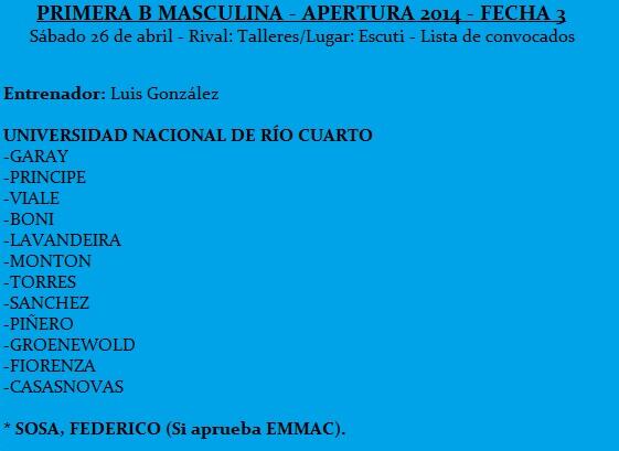 #Handball #PrimeraBCordoba | Lista de convocados para enfrentar a <a href="/Handball_CAT/">Handball Talleres</a> mañana a las 16 hs =>