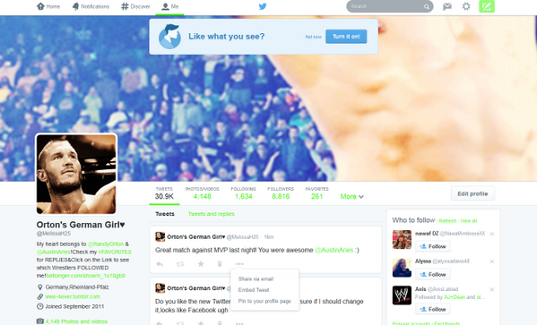 MelissaH25's tweet image. My Twitter site would look like THAT...hm should I change it? #NewTwitterDesign