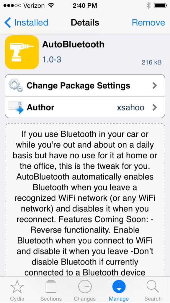 xsahoodev's tweet image. Just submitted my newest tweak to BigBoss! Now on to the next project.. #devlife #AutoBluetooth