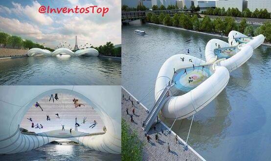 InventosTop's tweet photo. Trampolín-Puente en el río, alucinante. http://t.co/UONS6T6IJB