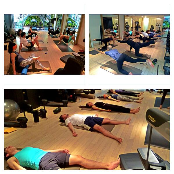 Fun times with <a href="/yogaCHARGED/">yogaCHARGED </a> teacher training at the beautiful <a href="/Technogym/">Technogym</a> showroom in #NYC ! #yoga #AcroYoga #CrossFit