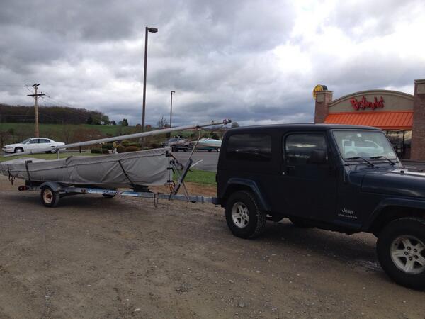 AnkersAdam's tweet photo. Velvet Elvis has left the Commonwealth of PA.  Chattanooga bound via the Farragut next weekend. @Thistlesailing http://t.co/YNm32SMGso