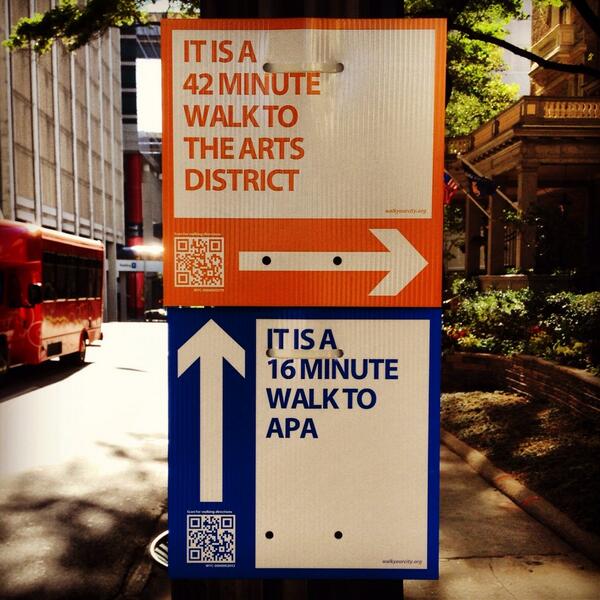 APA_Planning's tweet photo. Lots of @WalkYourCity signs here in Atlanta during #APA14 http://t.co/TakKqGlg3G