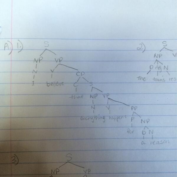 HeathaFeatha95's tweet image. Omg I&apos;m basically obsessed with making sentence trees #nojoke #linguisticsFUN #WHAT