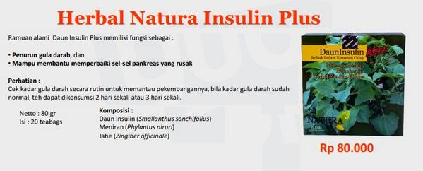 BlogSTerlaK's tweet image. Herbal Natura Insulin Plus. Harga 80rb. Pemesanan hub 082169197410