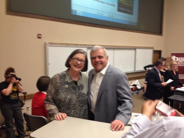 ClifSmart's tweet image. Overflow crowd for Nancy Allen reading from her novel Code of the Hills. (w/ her husband Randy) @MOStateCOB