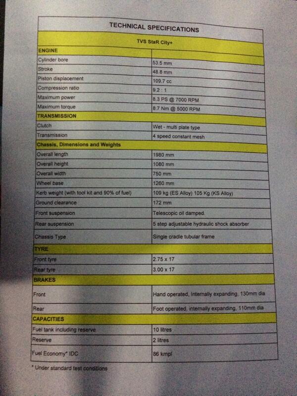 odmag's tweet image. Here is the full tech spec of the new #TVS #StarCityPlus with the new #ecoThrust engine.