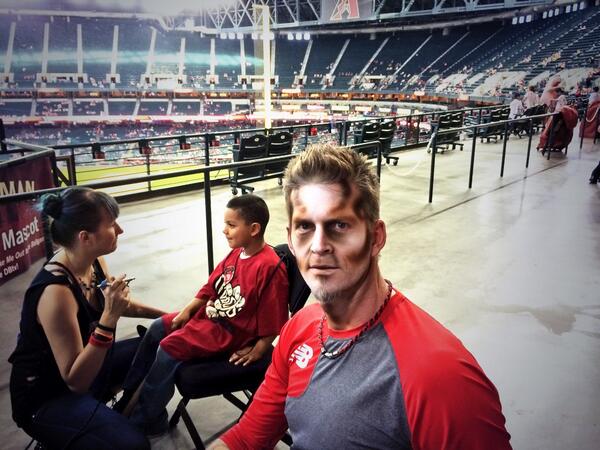 Dbacks's tweet photo. Hey @Phillies, so this just happened to @wudeydo34. #ZombieNight http://t.co/SQXtH3FvWU