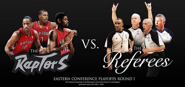 R_Hovah's tweet photo. Toronto Raptors vs Brooklyn Refs http://t.co/UK6C2Y8D4C