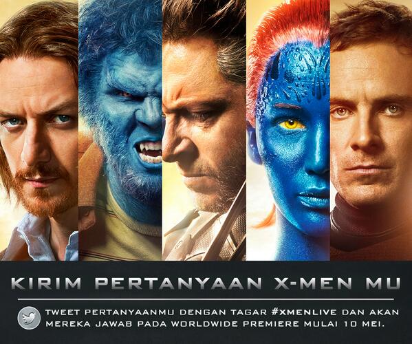 20thCenturyID's tweet photo. Get ready for the global X-Men takeover. Kirim pertanyaanmu dgn tagar #XMenLive ke pemeran favoritmu! http://t.co/S1AxxuiEza