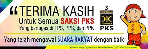 Bukti integritas PKS, #MenjagaSuara Menjaga Kedaulatan Rakyat '@PKSJakarta: Terima kasih #SaksiPKS '