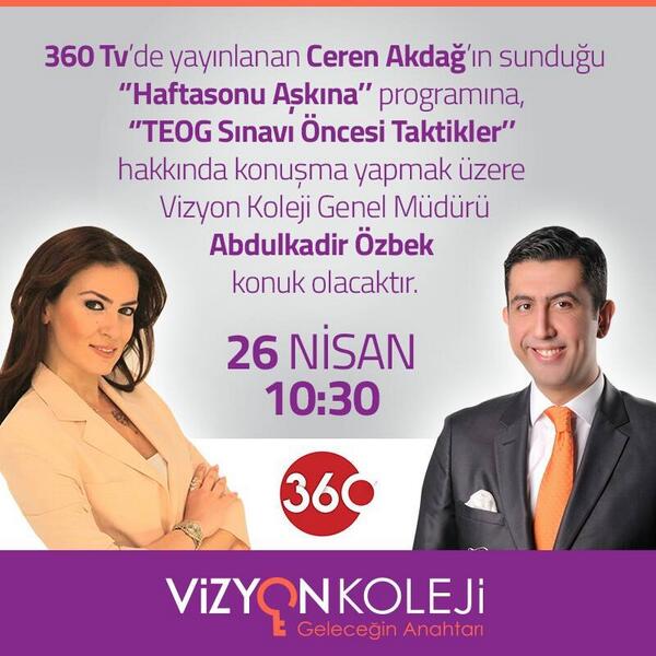 youngceoclub's tweet photo. @youngceoclub üyesi, @VizyonKoleji Genel Müdürü @abdulkadirozbek 
saat 10:30'da @CerennAkdag 'ın konuğu olacak. http://t.co/hFuRf3BxpO