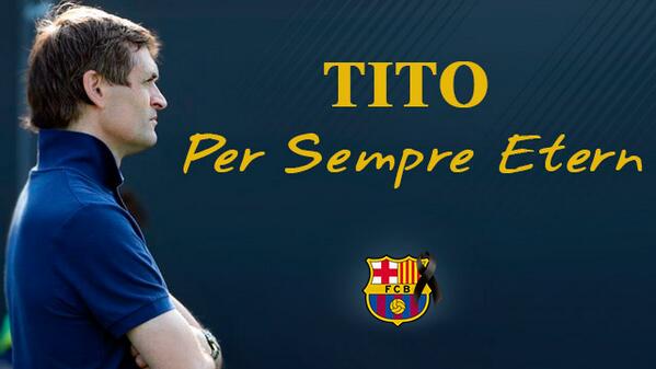 FCBarcelona_cat's tweet photo. Obert l’espai de condolences a la tribuna principal de l'Estadi per a tothom que vulgui recordar Vilanova #TitoEtern http://t.co/LZImElHIQi