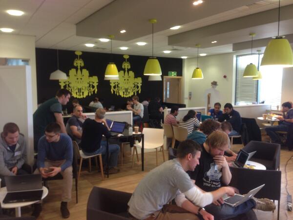 chris_neave's tweet image. What an awesome sight! Folks busily fixing failing Jasmine tests at the JavaScript Workshop #whatthehtml