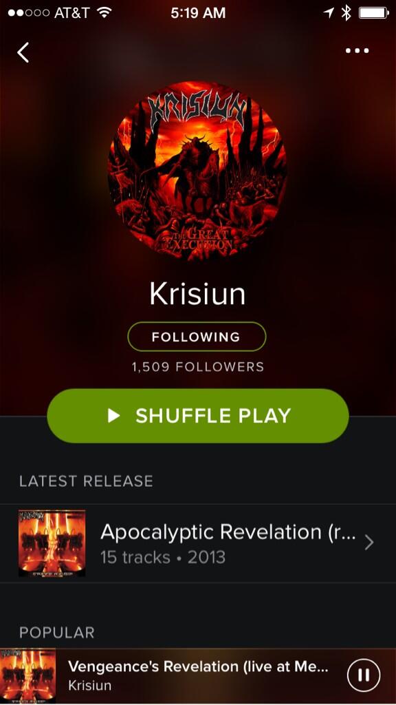 sinistramusic's tweet photo. What are you listening to in the wee hours of the morning? @Krisiun http://t.co/jhTRclzIHt