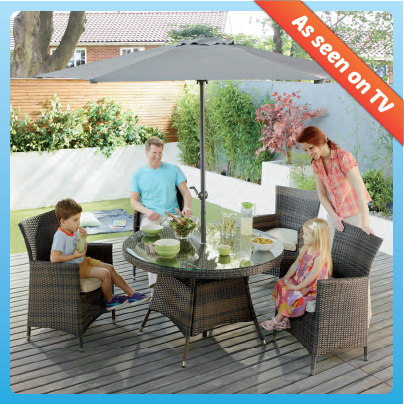 Add a touch of class to your garden with the "Madrid 5 Piece Dining Set". Now only £399! bit.ly/1fz03Ix