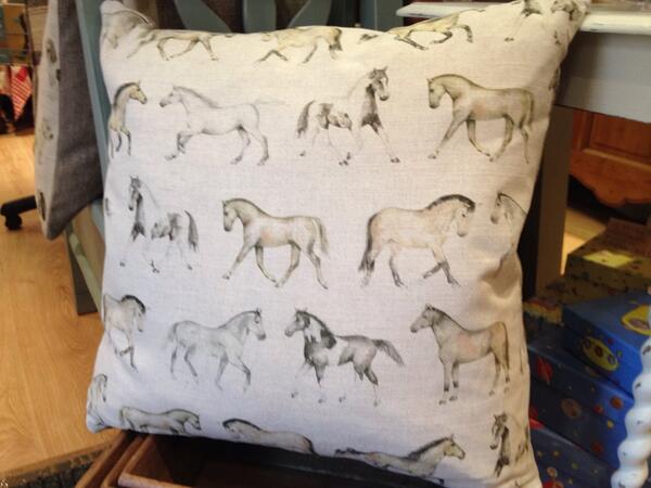 relovedinterior's tweet photo. Large cushion in Voyage The Gallops fabric. Perfect for horse fans! @iLoveDN_ #doncasterisgreat @doncaster_uk http://t.co/47C2mA5Srh