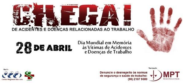 MPT_MA's tweet photo. MPT-MA lança campanha contra acidentes de trabalho. Junte-se a nós nessa luta! http://t.co/V8jaXF1RXs