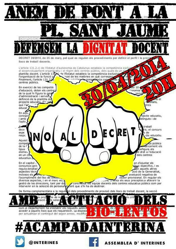Interines's tweet photo. L'@AssemDocentBCN acorda donar suport a la nostra convocatòria del #30A #JuntesPodem! #AcampadaInterina http://t.co/gF2hPxThpb