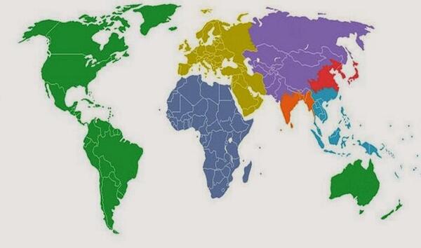 Where do we all live? It's a bit of a vision test, but each colour is home to a billion people.