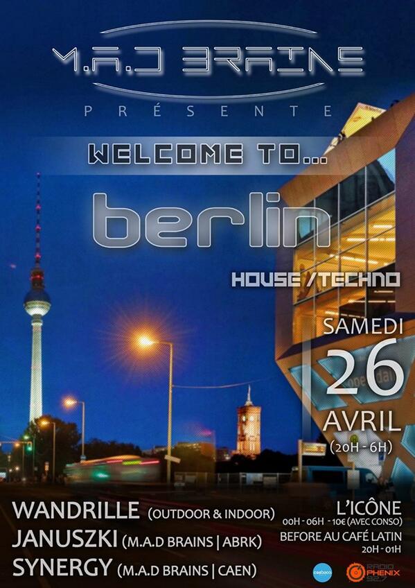 iconecaen's tweet photo. Ce soir retrouvez le collectif M.A.D Brains " Welcome to Berlin" @ icône caen http://t.co/3ZCoHtXQhT