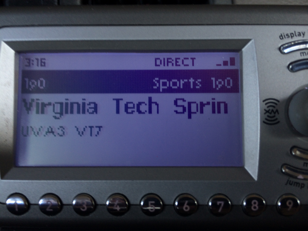 Hokie20's tweet image. Apparently my XM Radio thinks Tech is going for 11 in a row today.