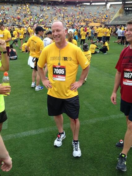 kentsomers's tweet photo. Lack of athleticism continues to haunt me“@Cardschatter: Tough #PatRun injury for @kentsomers. But he finished. http://t.co/ncDGHAWkgI”