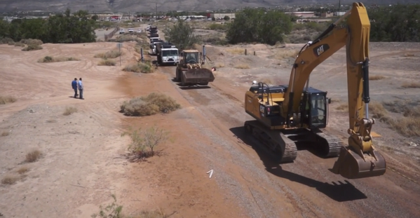 Gizmodo's tweet photo. The Atari "E.T. the Extra Terrestrial" landfill excavation starts today. What will they find? http://t.co/hsaTt88JZh http://t.co/vLyfHLMJjZ
