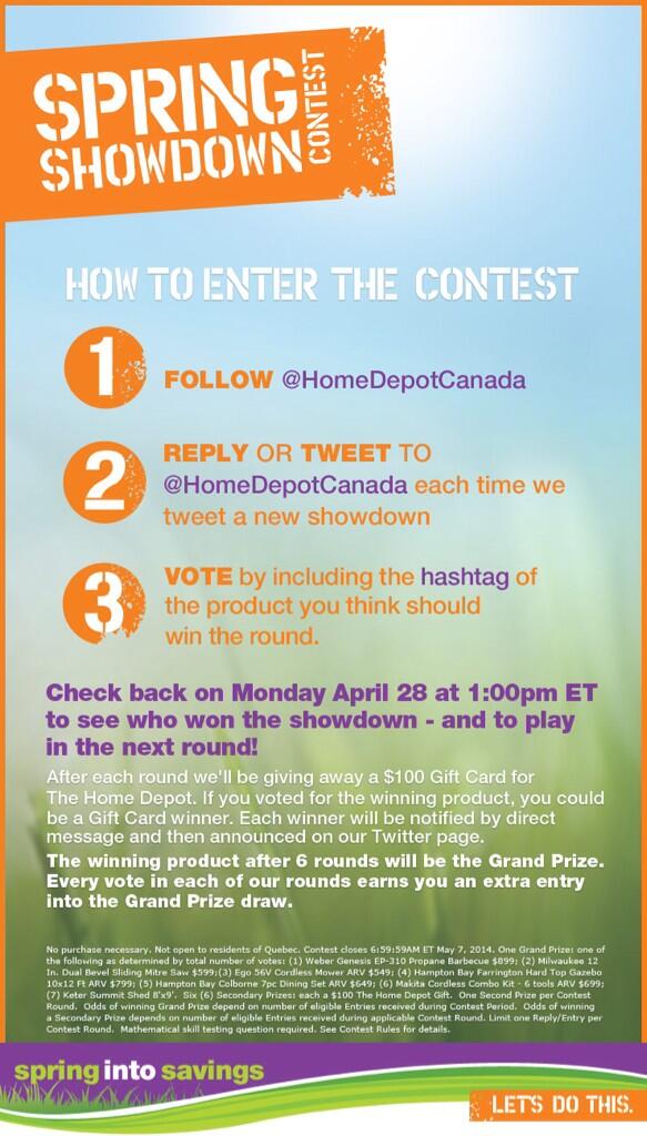 HomeDepotCanada's tweet photo. Can #SpringShowdownGAZEBO take down first round winner #SpringShowdownBBQ? You decide! http://t.co/lkYflEiCr8 http://t.co/3VnvVEA2MI