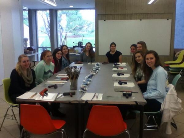 CornellAEPhi's tweet photo. Some of our girls at a printmaking workshop at the Johnson museum #AEPhiOneDay http://t.co/o2uQIQjIGM