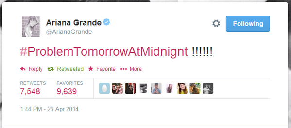 ArianaToday's tweet image. Ariana Grande made a typo. It's not #ProblemTomorrowAtMidnignt. lol @ArianaGrande #ProblemTomorrowAtMidnight