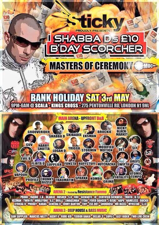 STICKYtheRave's tweet image. .@djbrockie is at Scala next Sat for Shabba D's Bday Scorcher. Get your £10 Tickets now at bit.ly/1kbCQR5 RT